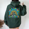 Prek Teacher Of Tiny Superheroes Kindergarten Back To School Women Oversized Hoodie Back Print Forest