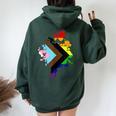 Progress Pride Rainbow Flag For Inclusivity Women Oversized Hoodie Back Print Forest