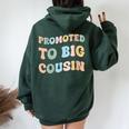 Promoted To Big Cousin Groovy Pastel Vintage Women Oversized Hoodie Back Print Forest