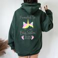 Promoted To Big Sister 2025 With Unicorn For New Baby Shower Women Oversized Hoodie Back Print Forest