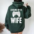 Promoted Bride Leveling Up To Wife Gaming T Women Oversized Hoodie Back Print Forest