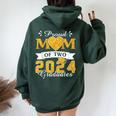 Proud Mom Of Two 2024 Graduates Mother Class Of 2024 Senior Women Oversized Hoodie Back Print Forest