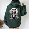 Raccoon Eating Instant Noodle Cup For Men Women Oversized Hoodie Back Print Forest