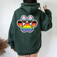 Rainbow Dog Paw Print Lgbtq Progressive Pride Flag Inclusive Women Oversized Hoodie Back Print Forest