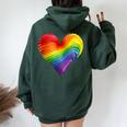 Rainbow Heart Lgbtq Flag Gay Pride Parade Love Is Love Wins Women Oversized Hoodie Back Print Forest