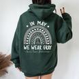 Rainbow In May We Wear Gray Brain Tumor Awareness Month Women Oversized Hoodie Back Print Forest