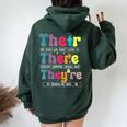 There Their They're English Teacher Grammar Memes Women Oversized Hoodie Back Print Forest