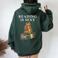 Reading Is Sexy Tiger Cat Reading Reading Women Women Oversized Hoodie Back Print Forest