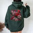 Red Cardinal Bird And Pink Flowering Dogwood Blossoms Women Oversized Hoodie Back Print Forest