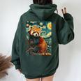 Red Panda Starry Night Van Gogh Style Graphic Women Oversized Hoodie Back Print Forest