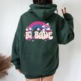 Retro Bi Babe Rainbow Bisexual Pride Flag Lgbt Pride Month Women Oversized Hoodie Back Print Forest