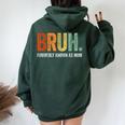 Retro Bruh Formerly Known As Mom Mother's Day Women Oversized Hoodie Back Print Forest