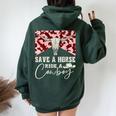 Retro Bull Skull Western Country Save A Horse Ride A Cowboy Women Oversized Hoodie Back Print Forest