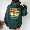 Retro Groovy Save Bees Rescue Animals Recycle Earth Day 2024 Women Oversized Hoodie Back Print Forest