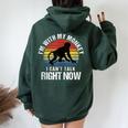 Retro I'm With My Monkey Mom Monkey Dad Women Oversized Hoodie Back Print Forest