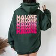 Retro Malone Girl First Name Boy Personalized Groovy 80'S Women Oversized Hoodie Back Print Forest