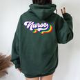 Retro Nurse Lgbt Gay Pride Ally Vintage Pride Nursing Lgbt Women Oversized Hoodie Back Print Forest