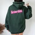 Retro Pink Scientist Science Teacher Back To School Women Oversized Hoodie Back Print Forest