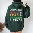 Rice And Peas And Chicken Jamaican Slang And Cuisine Women Oversized Hoodie Back Print Forest