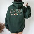 Rock The Test Day Teacher You Can Do Hard Things Women Oversized Hoodie Back Print Forest