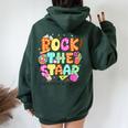 Rock The Test Staar Day Teacher Motivational Testing Day Women Oversized Hoodie Back Print Forest