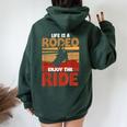 Rodeo Bull Riding Horse Rider Cowboy Cowgirl Western Howdy Women Oversized Hoodie Back Print Forest