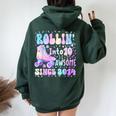 Roller Skate 10Th Birthday Rolling Into 10 Since 2014 Girls Women Oversized Hoodie Back Print Forest
