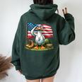 Salute Duck American Usa Flag Memorial Day 4Th Of July Women Oversized Hoodie Back Print Forest