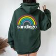 San Diego Rainbow 70'S 80'S Style Retro Gay Pride California Women Oversized Hoodie Back Print Forest