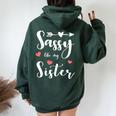 Sassy Like My Sister Cute Matching Sisters Women Oversized Hoodie Back Print Forest