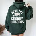 Save The Chubby Unicorns Rhino Rhinoceros Women Women Oversized Hoodie Back Print Forest