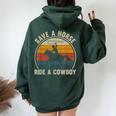 Save A Horse Ride A Cowboy Vintage Horses Lovers Women Women Oversized Hoodie Back Print Forest