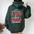 Senior 24 Proud Lil Sister Of A Class Of 2024 Graduate Women Oversized Hoodie Back Print Forest