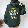 Sister Of The Birthday Twins Twin Celebrate Cute Women Oversized Hoodie Back Print Forest