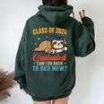 Sloth Graduation Class Of 2024 Graduated Can Go Back To Bed Women Oversized Hoodie Back Print Forest