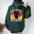 Snarky Cat First Of All I'm A Delight Sarcastic Kitty Women Oversized Hoodie Back Print Forest