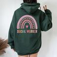 Social Worker Rainbow 2023 School Social Worker Outfit Women Oversized Hoodie Back Print Forest