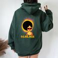 Solar Eclipse 2024 Duck Wearing Solar Eclipse Glasses Women Oversized Hoodie Back Print Forest