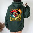 Solar Eclipse April 04 2024 Chicken Total Solar Eclipse 2024 Women Oversized Hoodie Back Print Forest