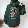 Solar Eclipse Skeleton Coffee Totality April 8 Women Women Oversized Hoodie Back Print Forest
