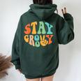 Stay Groovy Hippie Peace Sign Retro 60S 70S Women Women Oversized Hoodie Back Print Forest
