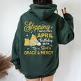 Stepping Into My April Birthday Girls Shoes Bday Women Oversized Hoodie Back Print Forest