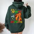 Stepping Into Junenth Like My Ancestors Black Girls Women Oversized Hoodie Back Print Forest