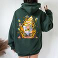 Sunflower Gnome With Bee Hippie Gnome Lover Women Oversized Hoodie Back Print Forest