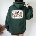 T Ball Mom Leopard Mother's Day Mama Ball Bleached Women Oversized Hoodie Back Print Forest