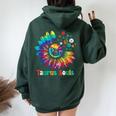 Taurus Souls Zodiac Tie Dye Sunflower Peace Sign Groovy Women Oversized Hoodie Back Print Forest