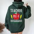 Teacher Of Pre K Superheroes Teacher Team T Women Oversized Hoodie Back Print Forest