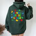 Team 2Nd Grade Squad Brick Builder Back To School Women Oversized Hoodie Back Print Forest
