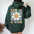 Ten Is A Vibe Cute Groovy 10Th Birthday Party Daisy Flower Women Oversized Hoodie Back Print Forest