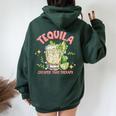 Tequila Cheaper More Than Therapy Tequila Drinking Mexican Women Oversized Hoodie Back Print Forest